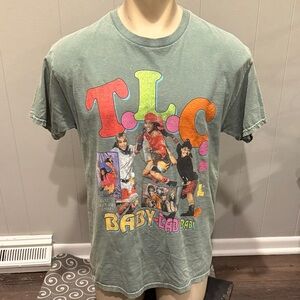 Z TLC Short Sleeve Tee - Green with Colorful Graphic 90s Hip Hop Casual Street